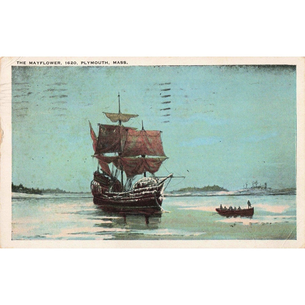 The Mayflower 1620 Ship Plymouth Massachusetts MA 1927 Postcard Smith News Store - Picture 1 of 2